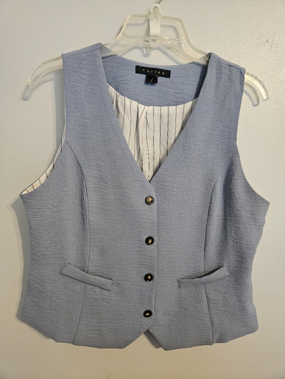 Tuliee Light Blue Sleeveless Button Vest Top Size XL